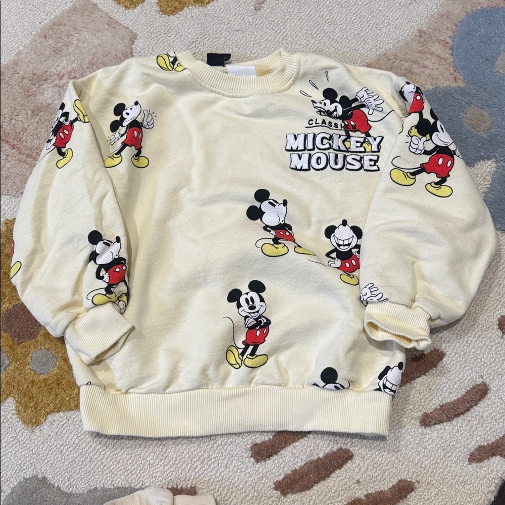 Disney Cream and Black Graphic Sweatshirt